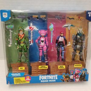 FORTNITE 4 Pack Set Weapons EPIC GAMES Figures Rex Leader Bomber Ragnarok NEW
